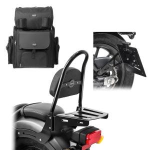 Set Sissybar mit Gepäckträger + Hecktasche+ Kennzeichenhalter seitlich per Honda Rebel 500 17-21 Craftride SM7_1