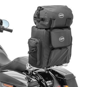 Vanntett motorsykkel sissy bar bag Craftride WPL halebag med bagasjerull i sort