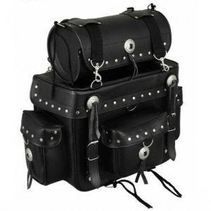 Sissybar bag egnet for Honda Shadow VT 750/600/125 Craftride ST6 halebag med bagasjerull i svart