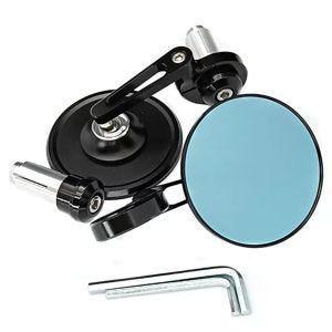 Motorsykkel styre endespeil 22mm Rundt Craftride styrespeil sort LSR1