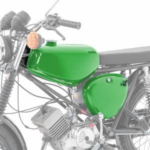 Tank / bensintank passende for Simson S51 / S50 / S70 med sidedeksel Craftride grønn