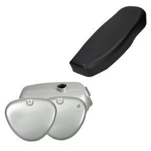 Tank / bensintank som passer til Simson S51 / S70 med sølv sidedeksel + Craftride sete