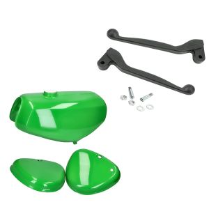 Tank / bensintank egnet for Simson S51 / S70 med sidedeksel grønn + bremsespak og clutchspak Craftride