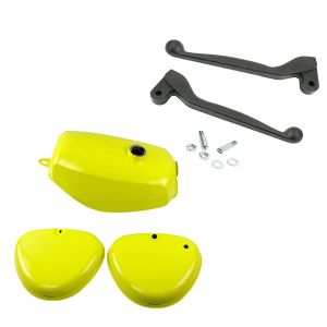 Tank / bensintank egnet for Simson S51 / S70 med gult sidedeksel + bremsespak og clutchspak Craftride