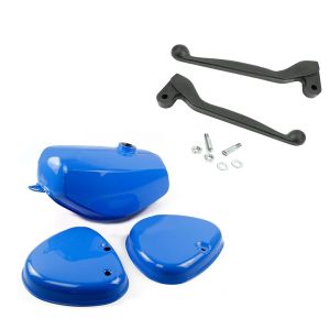 Tank / bensintank egnet for Simson S51 / S70 med blått sidedeksel + bremsespak og clutchspak Craftride