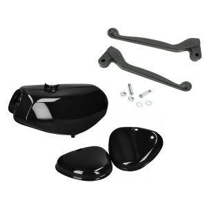 Tank / bensintank egnet for Simson S51 / S70 med svart sidedeksel + bremsespak og clutchspak Craftride