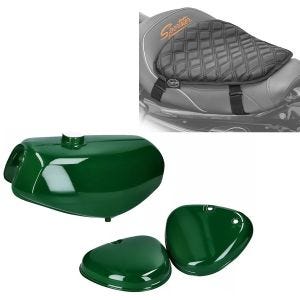 Tank / bensintank passende for Simson S51 / S70 med sidedeksel mørkegrønn + sittepute Gel Craftride