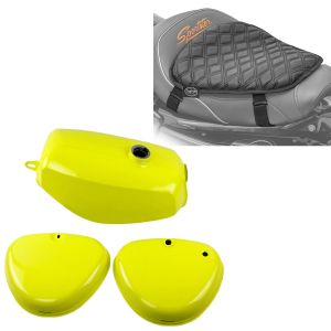Tank / bensintank egnet for Simson S51 / S70 med sidedeksel gul + setepute gel Craftride