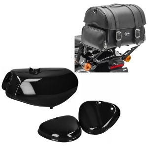 Tank / bensintank passende for Simson S51 / S70 med svart sidedeksel + Craftride halebag