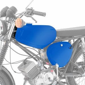 Tank / bensintank passende for Simson S51 / S50 / S70 med sidedeksel Craftride matt blå