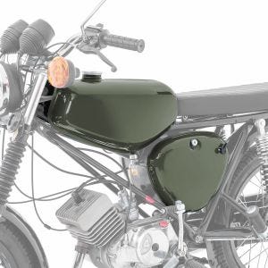 Tank / bensintank passende for Simson S51 / S50 / S70 med sidedeksel Craftride olivengrønn