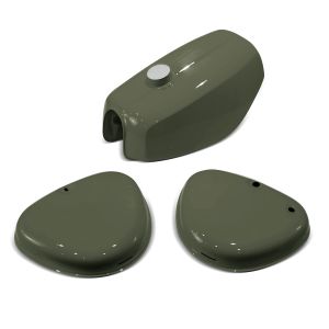 Tank / bensintank passende for Simson S51 / S50 / S70 med sidedeksel Craftride olivengrønn