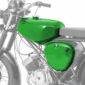 Tank / Benzintank passend für Simson S51 / S50 / S70 mit Seitendeckel Craftride Candy Lack grün DPLS2