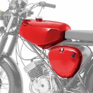 Tank / Benzintank passend für Simson S51 / S50 / S70 mit Seitendeckel Craftride Candy Lack rot DPLS2