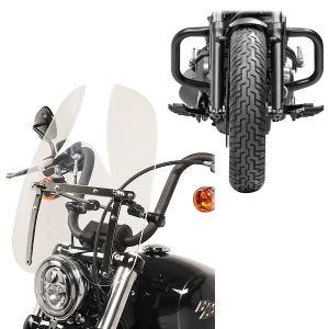 Set Windshield + Sturzbügel für Honda Rebel 500 17-21 Craftride CW1 klar_1
