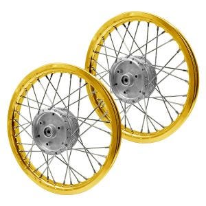 Sett med 2x eiker hjulfelg aluminium 1,6x16 egnet for Simson S51 S50 S70 Schwalbe KR51 aluminiumsfelg Craftride AF17S gull