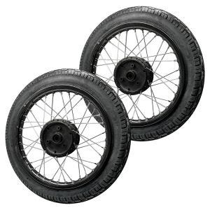 Sett med 2x eiker felg 1,6x16 + dekk Vee VRM094 egnet for Simson S51 S50 S70 Schwalbe KR51 aluminiumsfelg Craftride AF13K svart