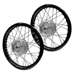 Sett med 2 eiker hjulfelger aluminium 1,6x16 egnet for Simson S51 S50 S70 Schwalbe KR51 aluminiumsfelg Craftride AF28 svart