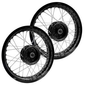 Sett med 2x felger 2,5x16 brede aluminiumseikerhjul egnet for Simson S51 S50 S70 Schwalbe KR51 aluminiumsfelg Craftride AF23 svart