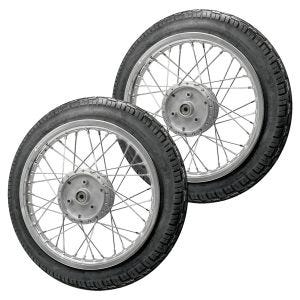 Sett med 2x eiker felg 1,6x16 + dekk Vee VRM094 egnet for Simson S51 S50 S70 Schwalbe KR51 aluminiumsfelg Craftride AF12K