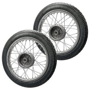 Sett med 2x eiker felg 1,6x16 + dekk Vee VRM099 egnet for Simson S51 S50 S70 Schwalbe KR51 aluminiumsfelg Craftride AF12L