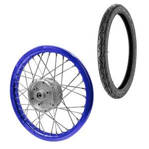 Eiker hjulfelg aluminium 1,6x16 egnet for Simson S51 S50 S70 Schwalbe KR51 aluminiumsfelg Craftride AF14 blå + dekk Vee Rubber VRM099 foran bak