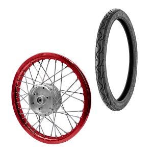 Eiker hjulfelg aluminium 1,6x16 passer for Simson S51 S50 S70 Schwalbe KR51 aluminiumsfelg Craftride AF15 rød + dekk Vee Rubber VRM099 foran bak