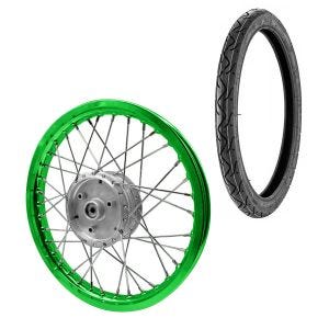 Eiker felg aluminium 1,6x16 egnet for Simson S51 S50 S70 Schwalbe KR51 aluminiumsfelg Craftride AF16 grønn + dekk Vee Rubber VRM099 foran bak