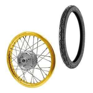 Eiker hjulfelg aluminium 1,6x16 egnet for Simson S51 S50 S70 Schwalbe KR51 aluminiumsfelg Craftride AF17 gull + dekk Vee Rubber VRM099 foran bak