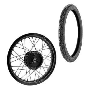 Felg 1,85x16 brede eiker hjul aluminium egnet for Simson S51 S50 S70 Schwalbe KR51 aluminiumsfelg Craftride AF21 svart + dekk Vee Rubber VRM099 foran bak
