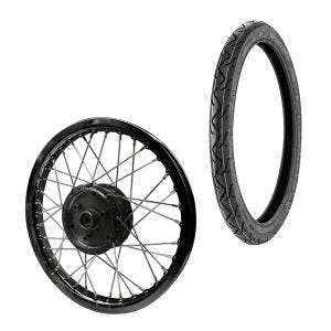 Eiker hjulfelg aluminium 1,6x16 egnet for Simson S51 S50 S70 Schwalbe KR51 aluminiumsfelg rustfrie ståleiker Craftride AF27 svart + dekk Vee Rubber VRM099 foran bak