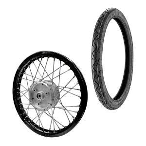 Eiker hjulfelg aluminium 1,6x16 egnet for Simson S51 S50 S70 Schwalbe KR51 aluminiumsfelg Craftride AF28 svart + dekk Vee Rubber VRM099 foran bak