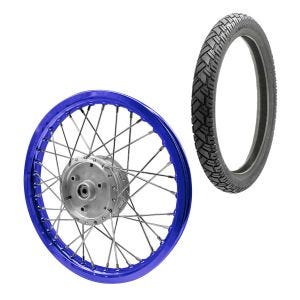 Eiker hjulfelg aluminium 1,6x16 egnet for Simson S51 S50 S70 Schwalbe KR51 aluminiumsfelg Craftride AF14 blå + dekk Vee Rubber VRM094 foran bak