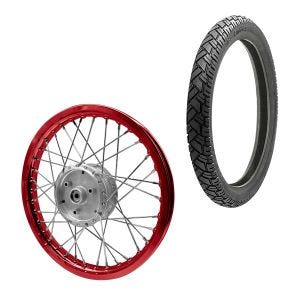 Eiker hjulfelg aluminium 1,6x16 egnet for Simson S51 S50 S70 Schwalbe KR51 aluminiumsfelg Craftride AF15 rød + dekk Vee Rubber VRM094 foran bak