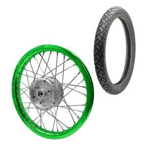 Eiker hjulfelg aluminium 1,6x16 egnet for Simson S51 S50 S70 Schwalbe KR51 aluminiumsfelg Craftride AF16 grønn + dekk Vee Rubber VRM094 foran bak