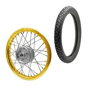 Eiker hjulfelg aluminium 1,6x16 egnet for Simson S51 S50 S70 Schwalbe KR51 aluminiumsfelg Craftride AF17 gull + dekk Vee Rubber VRM094 foran bak
