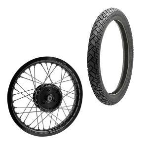 Felg 1,85x16 brede eiker hjul aluminium egnet for Simson S51 S50 S70 Schwalbe KR51 aluminiumsfelg Craftride AF21 svart + dekk Vee Rubber VRM094 foran bak