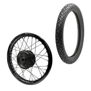Eiker hjulfelg aluminium 1,6x16 egnet for Simson S51 S50 S70 Schwalbe KR51 aluminiumsfelg rustfrie ståleiker Craftride AF27 svart + dekk Vee Rubber VRM094 foran bak