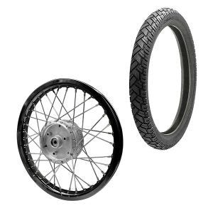 Eiker hjulfelg aluminium 1,6x16 egnet for Simson S51 S50 S70 Schwalbe KR51 aluminiumsfelg Craftride AF28 svart + dekk Vee Rubber VRM094 foran bak