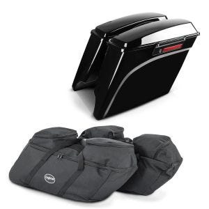 Sett med innervesker i kofferten + sidevesker Stretched Latch Black passer for Harley Davidson Touring 94-13 Craftride HS28