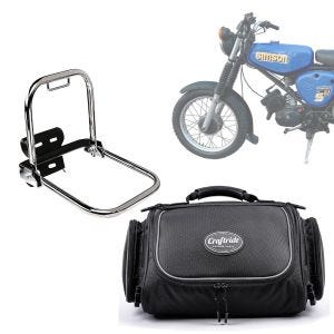 Sett motorsykkel hale bag nylon med regntrekk + bak bagasjeholder sammenleggbar egnet for Simson S50 S51 S70 Craftride TT15 krom