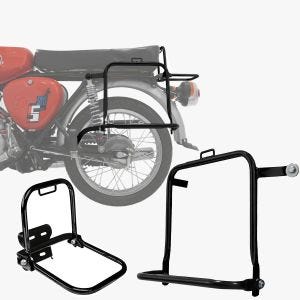 Sett med et par bagasjehyller bak + sammenleggbare sidebagasjehyller som passer til Simson S50 S51 S70 Craftride TT18 svart