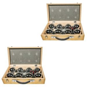 Sett 2x Boule Sett i trekasse Cranit 8 Boule Petanque baller inkludert piggy target ball RE65