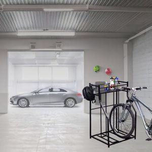 Fahrradhalter mit Korb FG14 Parkgestell für 2 Fahrräder metall schwarz DPL1