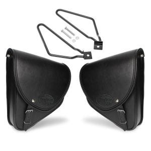 Set 2x Satteltaschen + Halter für Harley Davidson Street 750 / 500 Craftride Indiana schwarz_1