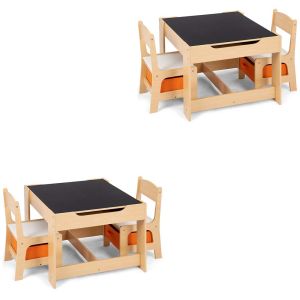 Sett med 2x 3-delt barnesetegruppe laget av tre KG1 Divit barnebordgruppe med 2 stoler