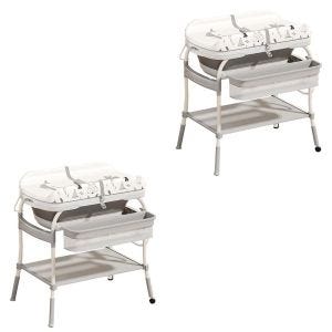 Sett 2x babybadekar / stellebord BW2 Divit 2 i 1 sett badekar med stellebordspute
