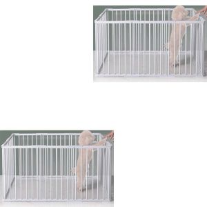 Sett med 2x metall valpeløp Divit PL17 dyrelekegrind utendørs innhegning 95 x 48 x 68cm hvit NYHET