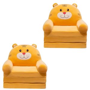 Sett med 2x sammenleggbare barnestoler Divit PL48 sovesofa for barn med mykt polstret tigerdesign NYHET