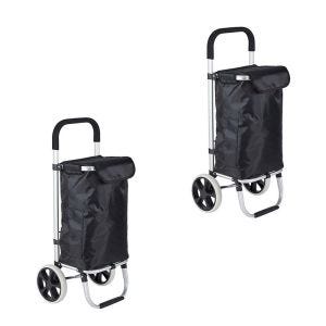 Sett med 2x sammenleggbar handlevogn ET1 Divit handlekurv handlekurv 50 liter svart